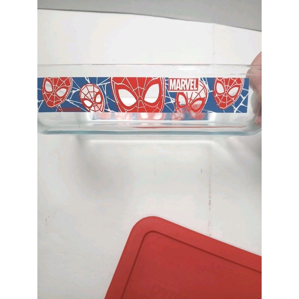 Pyrex Marvel Spiderman Storage Container Rectangular With Red Lid - Picture 5 of 5